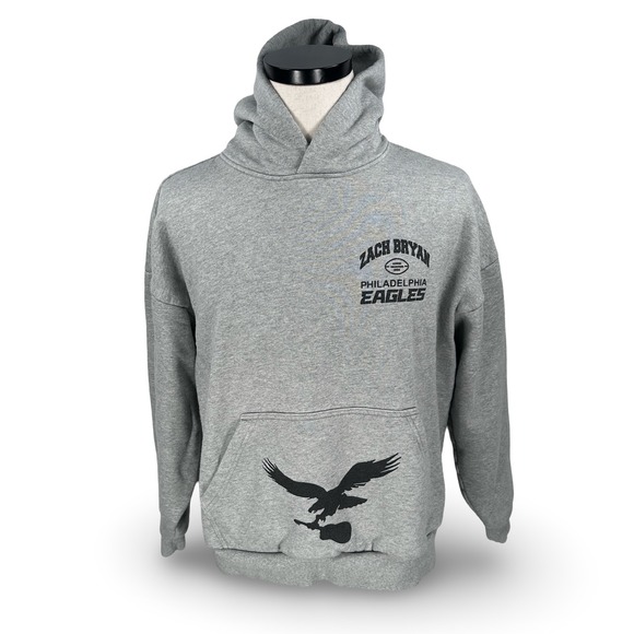 Zach Bryan Philadelphia Eagles Graphic Hoodie Gray Mens Medium 2024 Tour